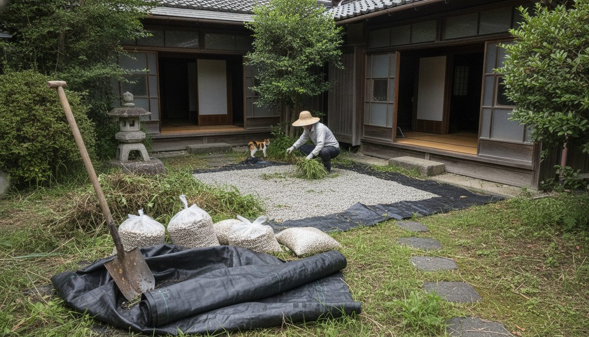 【実践編】ネコソギ・防草シート・砂利を駆使した完全撃退5ステップ|田舎の庭の雑草を完全撃退する5ステップ【ネコソギ・防草シート・砂利の使い分け】