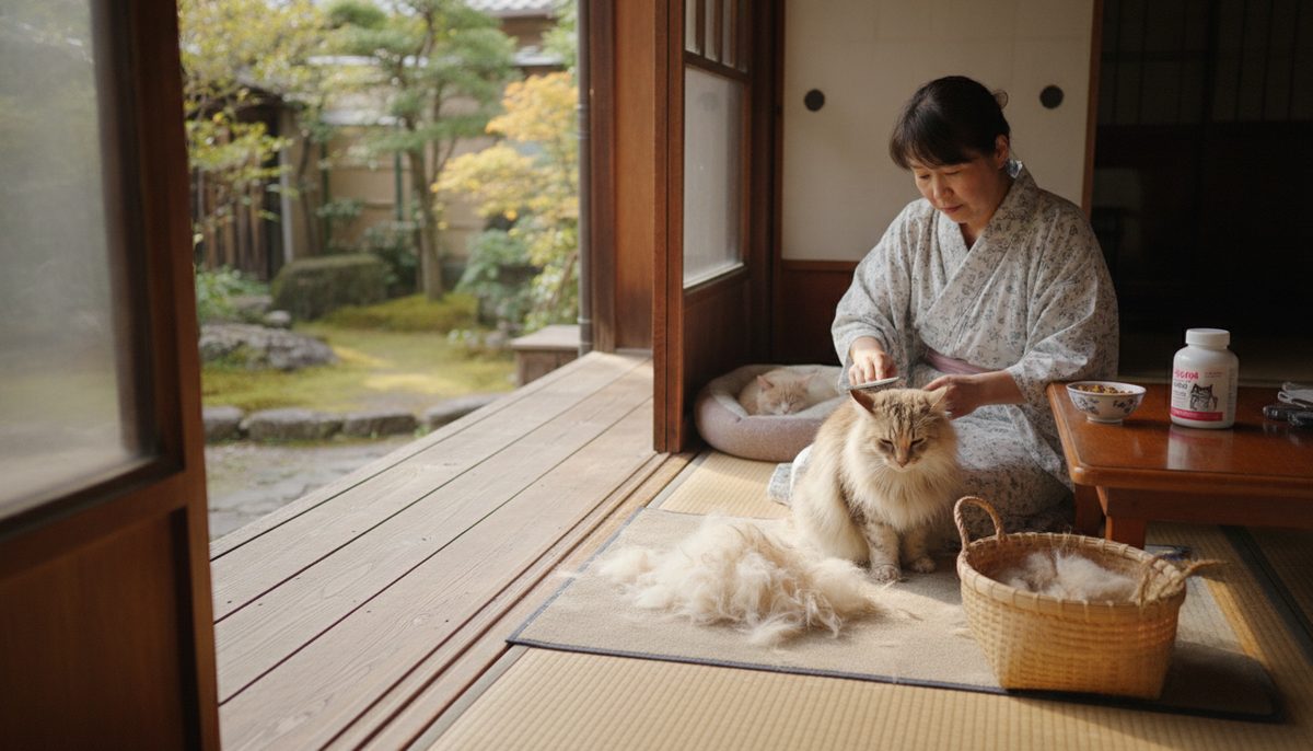 換毛期対策:毛球症を防ぐ|【保存版】ねこの春ケア完全マニュアル|換毛期・ノミダニ予防・花粉対策を田舎の猫飼