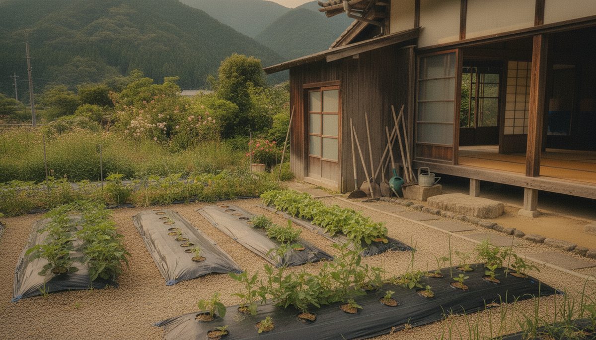 重ね不足で破れた防草シートから雑草が生える失敗例