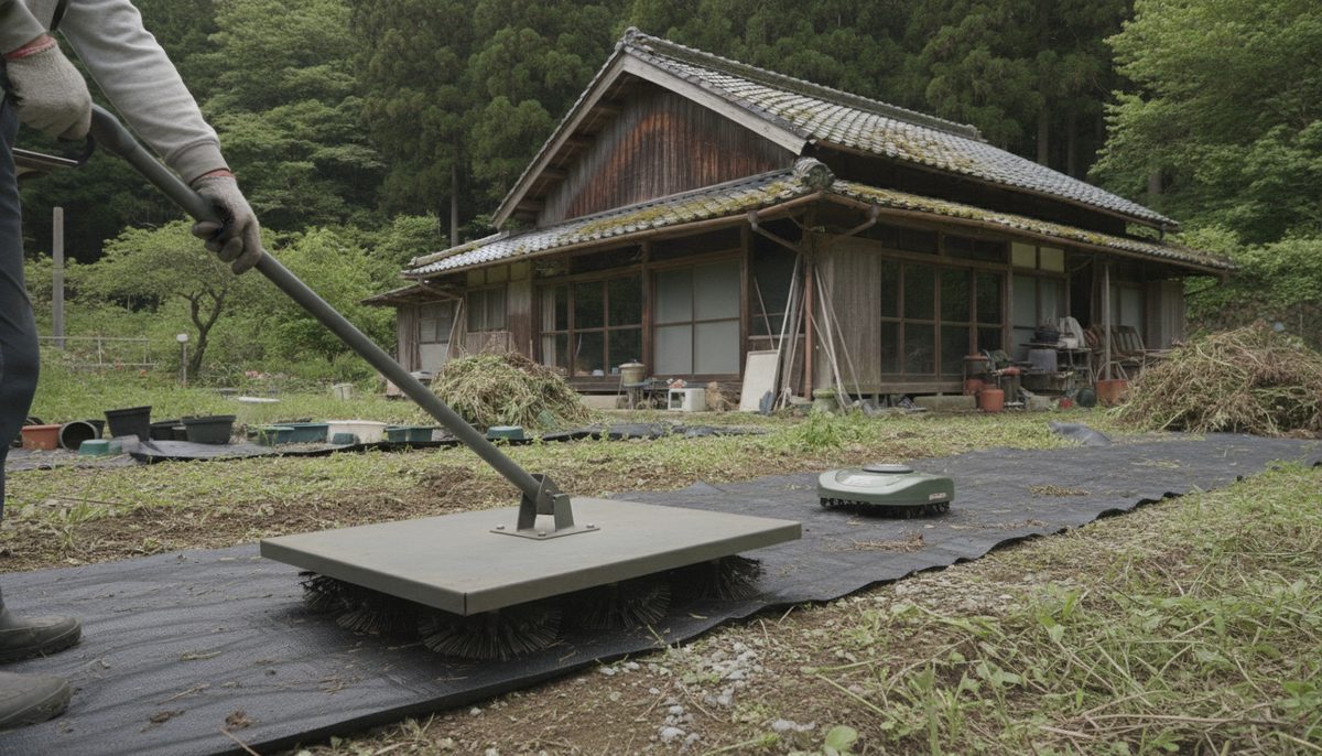 雑草対策の使用場面のイメージ(今の世代のやり方は『物理防御』と『スマート除草』の組み合わせ)