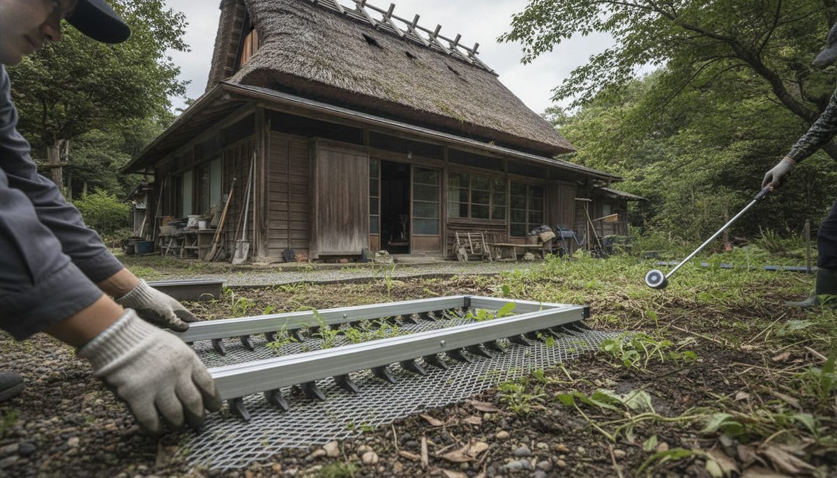 雑草対策の使用場面のイメージ(今の世代のやり方は『物理防御』と『スマート除草』の組み合わせ)