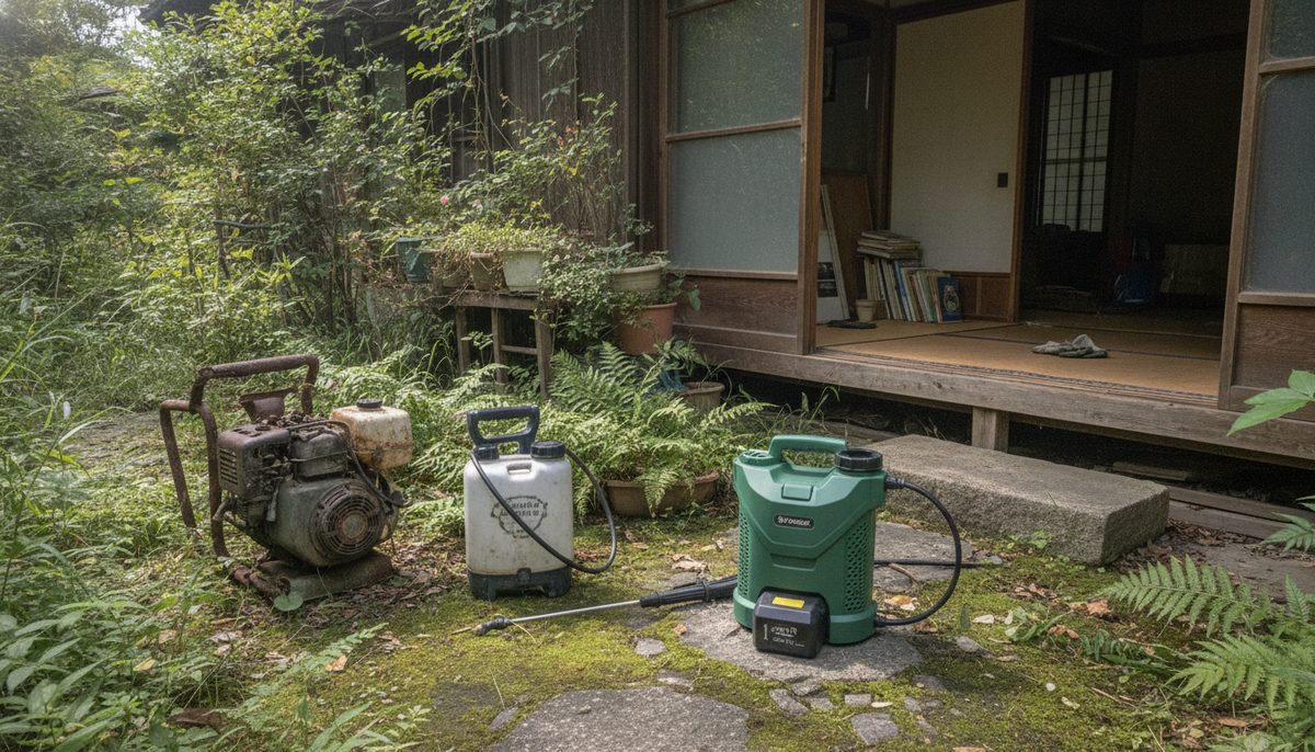 結論:エンジン式・手動ポンプ式で消耗しているなら、充電式の12Lに変える価値があります|ハイガー(HAIGE) HG-KBS12L 充電式電動噴霧器レビュー|古民家の庭