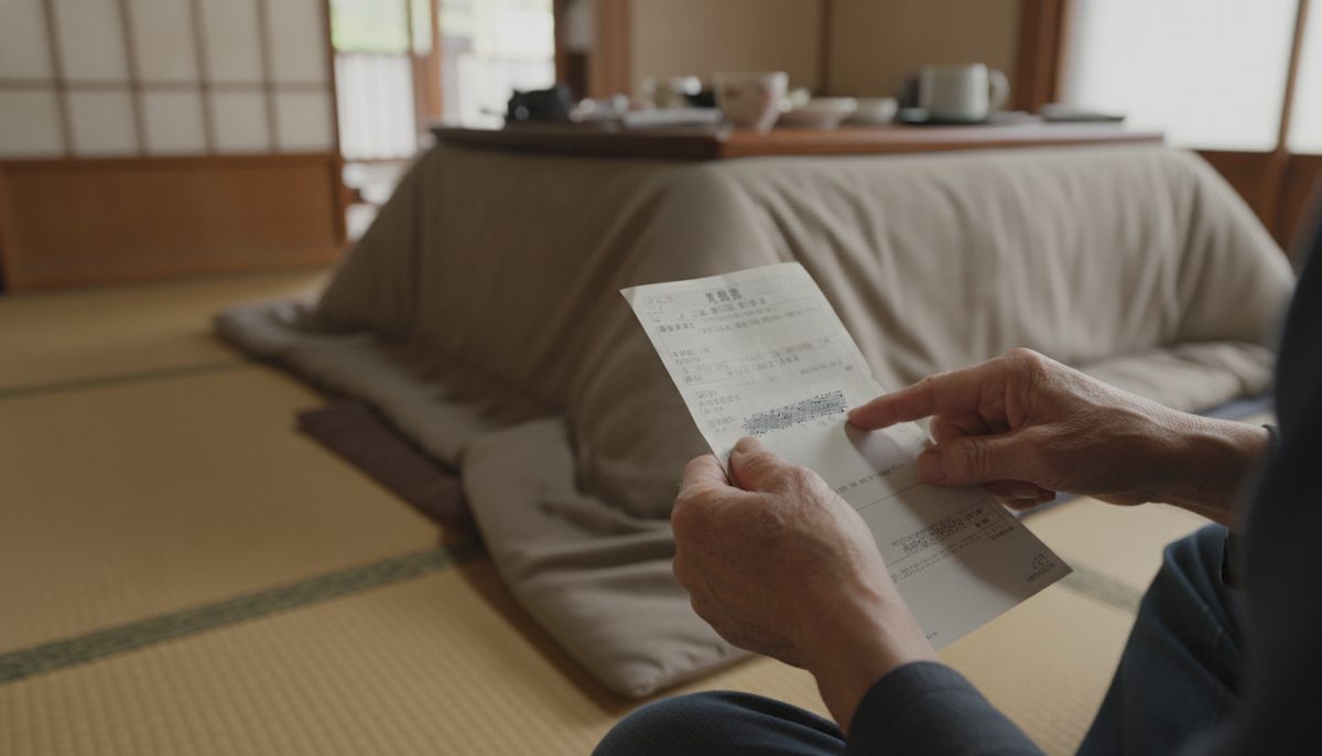 検針票を手に持ち、1㎥あたりの従量単価の行を指でなぞっている手元|ガスレンジは都市ガス用とプロパン用で互換性なし|違いはノズルの内径、確認は銘板の